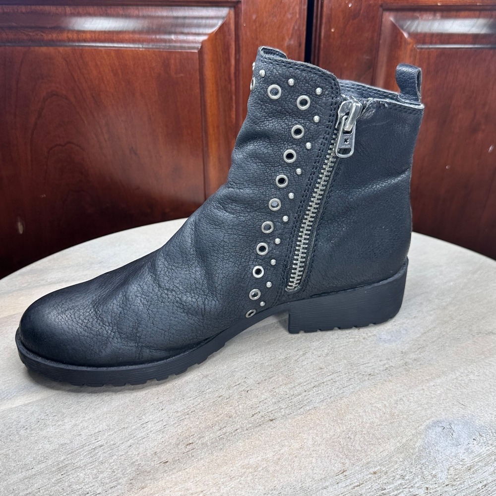 Lucky Brand Womens Black Studded Ankle Boots Side Zip Moto Booties 8.5 - Picture 14 of 14